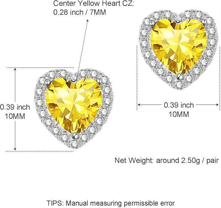 YOMELA Cubic Zirconia Earrings Studs, Halo CZ Birthstone Simulated Diamond Stud Earrings for Women
