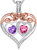 Iefil Valentines Day Gifts for Her - 925 Sterling Silver Rose Heart Necklaces for Women, Anniversary Birthday Gifts for Wife Girlfriend Mom