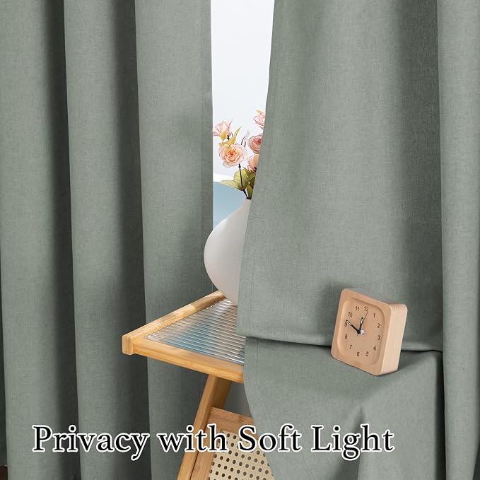 H.VERSAILTEX Grommet Natural Linen Textured Kitchen Curtains 45 inch Length - Image 6