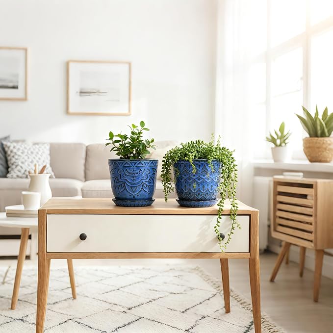 Gepege Ceramic Plant Pots, 6 Inch Indoor Planters - Image 4