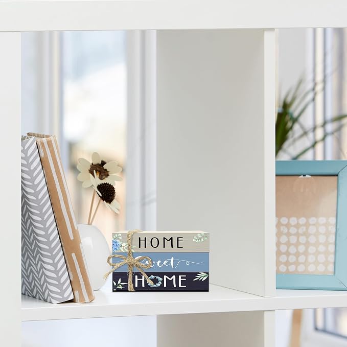 Mini Decorative Books For Home Decor, Small Wood Book Stack For Table Decor - Image 4