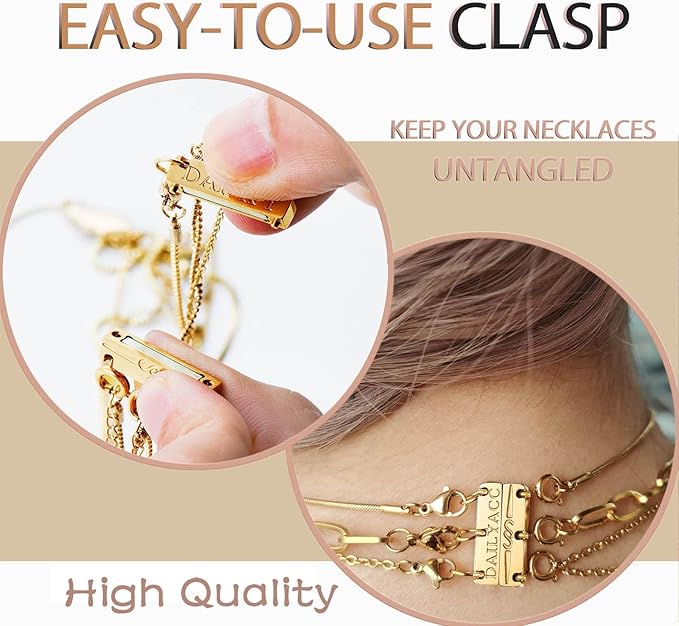 Layering Necklace Clasp,18 K Gold and Silver Separator for Stackable Necklaces