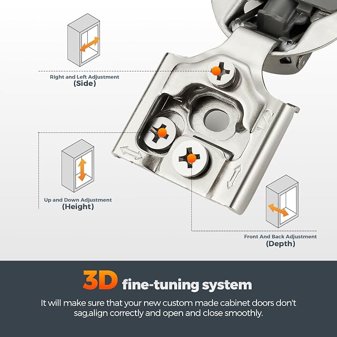 Satin Nickel Cabinet Hinges 1/2 Inch Overlay, 30 Pack | Stainless Steel Build - Image 4