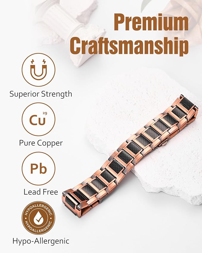 Jecanori Copper Magnetic Bracelet for Men, 3X Strength Pure Copper Bracelet for Men,Ideal Gift