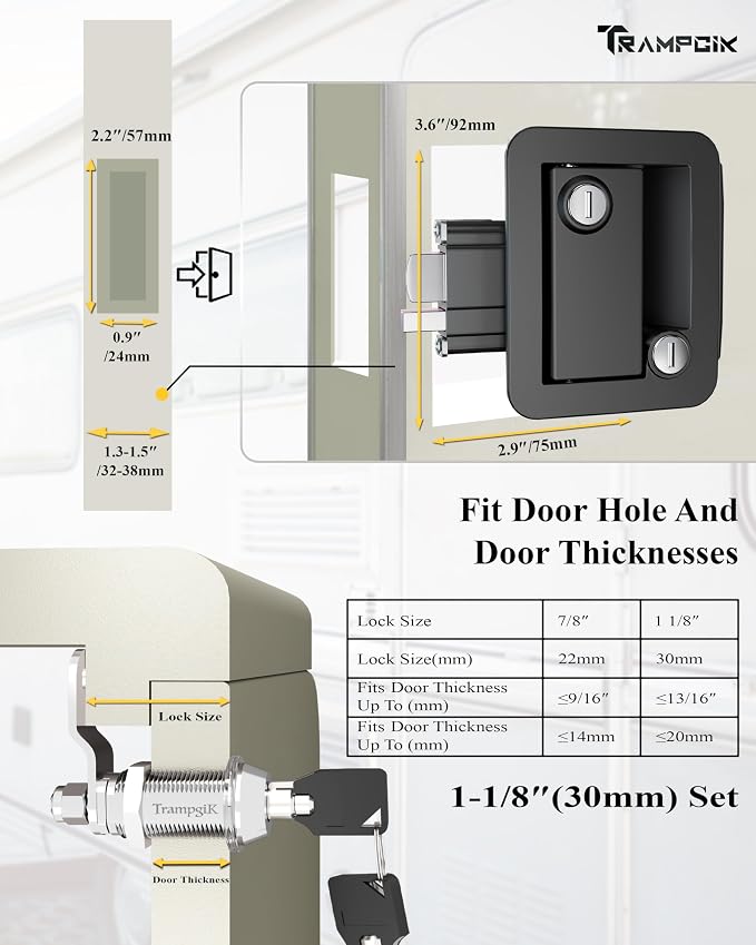RV Door Lock Set, for RV Camper, Travel Trailer Entrance Front Door, 1 Plastic - Image 4