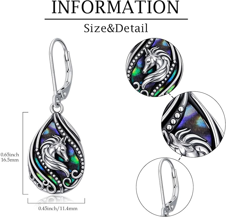 Animal Earrings 925 Sterling Silver Abalone Shell Dangle Drop Earrings Leverback Earrings Cute Animal Jewelry Gifts for Women Girlfriend