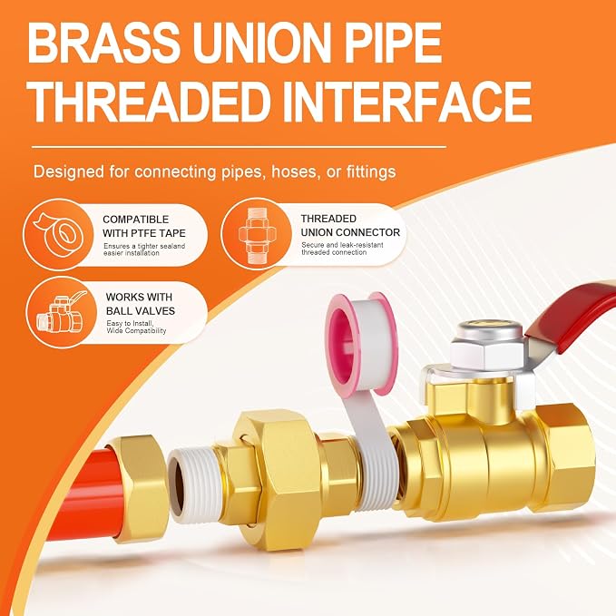 GASHER 5PCS 3/8" MNPT Brass Union Pipe Fitting | 3/8 Inch Male x 3/8 Inch Male - Image 5