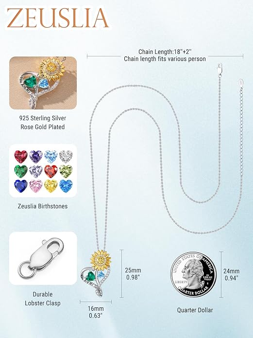 Valentine's Day Gifts for Wife 925 Sterling Silver Double Birthstone Pendant Necklaces I Love You for Always and Forever Necklace Anniversary Birthday Gifts for Wife Girlfriend Mom Her