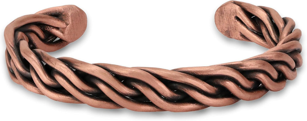 Handmade Elegant Copper Bracelet for Women and Men-Pure Copper Bracelet for Pain Relief and Stress Relief-Adjustable, Thickest, Twisted Copper Wire Bracelet to Fit many Size Wrist(folded)