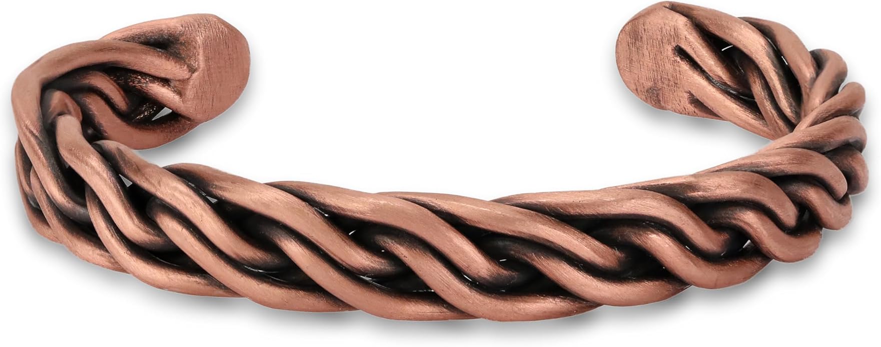 Handmade Elegant Copper Bracelet for Women and Men-Pure Copper Bracelet for Pain Relief and Stress Relief-Adjustable, Thickest, Twisted Copper Wire Bracelet to Fit many Size Wrist(folded)