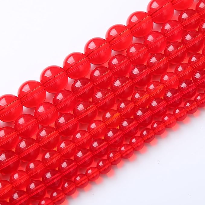 120PCS 6mm Garnet Red Glass Crystal Beads for Jewelry Making Crystal Energy Healing Power Stone Beads 2 Strand 32" DIY Bracelet Necklace Accessories