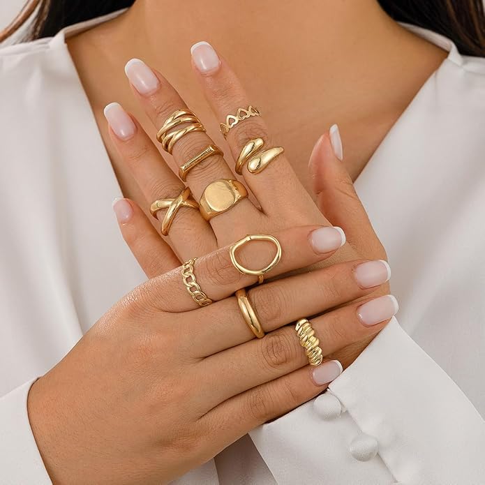 Sora Tuki Rings for Women Chunky Rings Set Adjustable Stackable Ring for Women Bold Thick Statement Ring Trendy Chunky Jewelry