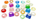 Viva Joya Resin Acrylic Plastic Knuckle Rings for Women, Chunky Trendy Colorful Stackable Jewelry, Statement Dome Thick Rings, Bulk Set
