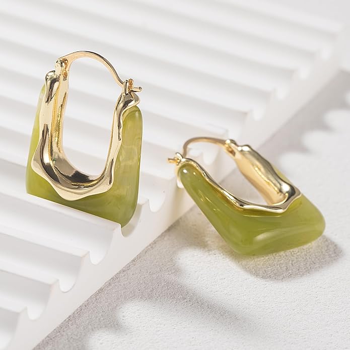 Acrylic Hoop Earrings Chunky Huggie Statement Vintage Earrings Cute Resin Drop Earring Trendy Jewelry Gifts for Women