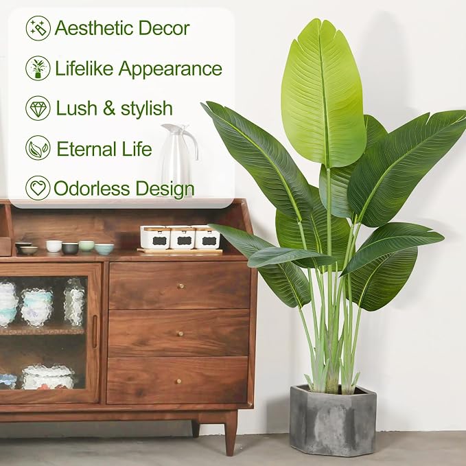 Lifelike Bird of Paradise Artificial Plant 4ft Faux Banana Leaf Tree - Image 3