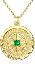KINGWHYTE Graduation Gifts Birthstone Necklace for Women 925 Sterling Silver Compass Pendant Go in the Direction of your Dream Travel Jewelry Birthday Gift for Her