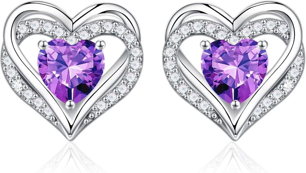 Iefil Valentine Day Gifts for Her - 925 Sterling Silver Heart Stud Earrings Birthday Gifts for Women