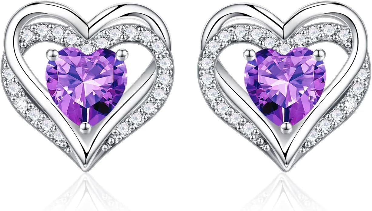 Iefil Valentine Day Gifts for Her - 925 Sterling Silver Heart Stud Earrings Birthday Gifts for Women