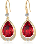 Austrian Crystal Halo Teardrop Hollow Drop Dangle Earrings for Women 14K Rose Gold Plated Hypoallergenic Jewelry Gifts