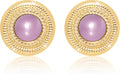 Faux Pearl Gold Plated Stud Earrings for Women, Hypoallergenic Stainless Steel Ear Pin, Available in a Variety of Pearl Colors