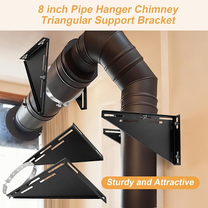 Adjustable 10" Chimney Pipe Wall Support Bracket - Image 2