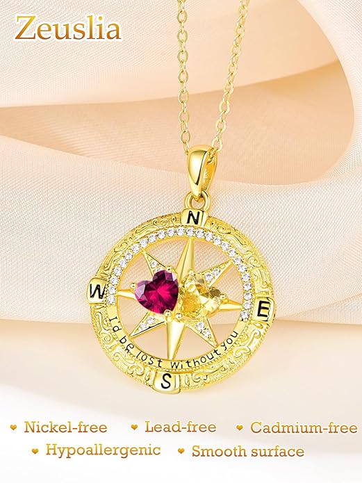 Valentine's Day Gifts for Wife 925 Sterling Silver Double Birthstone Pendant Necklaces I Love You for Always and Forever Necklace Anniversary Birthday Gifts for Wife Girlfriend Mom Her