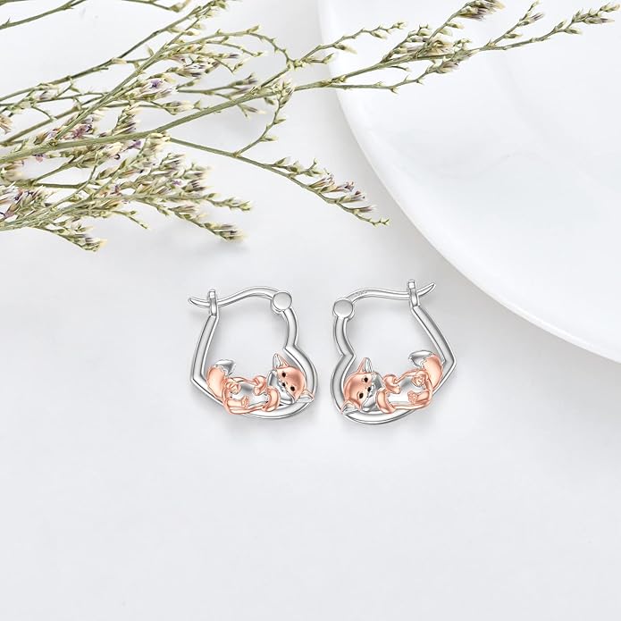 Hypoallergenic Earrings Rabbit Tiger Teddy Koala Puppy Panther Peacock Earrings Sterling Silver Animal Hug Hoop Earrings Jewelry Mothers Day Graduation Birthday Gifts for Women