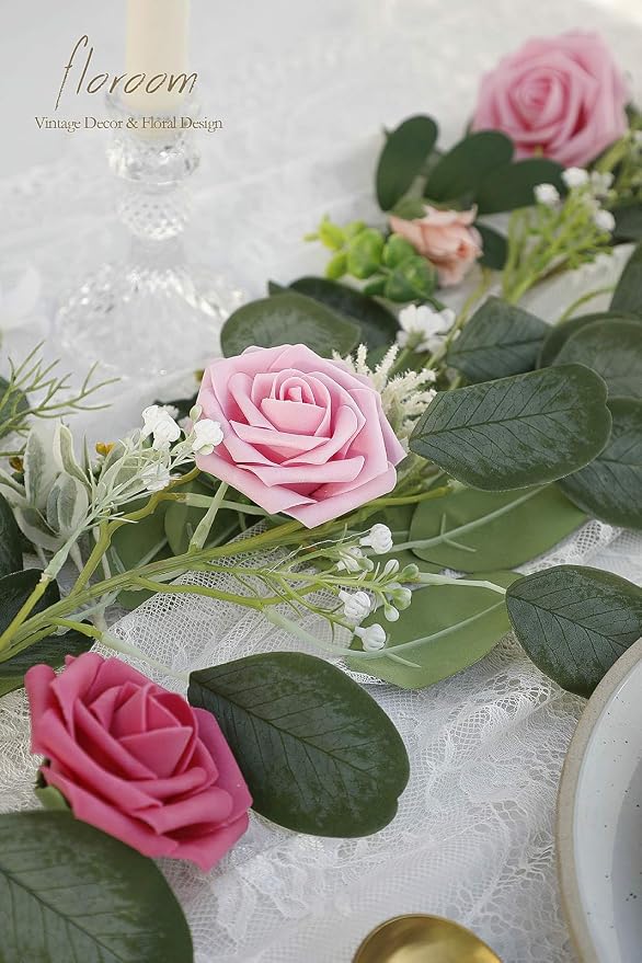Artificial Flowers 25pcs Real Looking Blush Pink Ombre Colors Foam Fake Roses - Image 5