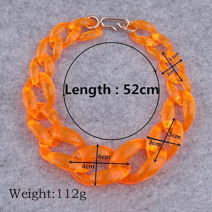 Wiwpar Orange Acrylic Choker Necklace Statement Chunky Fashion Acrylic Necklace Choker Halloween Party Cotume Chain for Women (Orange)
