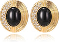 Statement Chunky Gold Earrings for Women,Crystal Rhinestone Accents Large Stud with Stone and Pearl