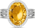 Linawe Birthstone Chunky Adjustable Rings for Women, Gold/Silver/Rose Gold Statement Rings, Imitation Diamond Fake Gemstone Crystal Cocktail Ring, Cubic Zirconia Costume Jewelry