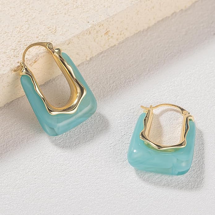 Acrylic Hoop Earrings Chunky Huggie Statement Vintage Earrings Cute Resin Drop Earring Trendy Jewelry Gifts for Women