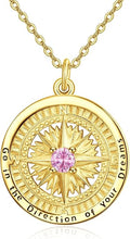 KINGWHYTE Graduation Gifts Birthstone Necklace for Women 925 Sterling Silver Compass Pendant Go in the Direction of your Dream Travel Jewelry Birthday Gift for Her