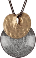 Boho Leather Necklace Women Bohemian Brown Circle Pendant Necklace Choker Long Necklaces for Women Boho Ring Large Pendant
