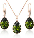 Linawe Crystal Jewelry Sets for Women, Imitation Diamond Pendant Necklace, Rhinestone Drop Dangle Earrings, Birthstone Cubic Zirconia Matching Wedding Jewelry, 14K Gold/Rose Gold/Silver Tones