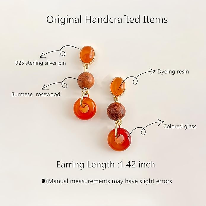 Hupplle Handmade Vintage Boho Dangle Earrings with Natural Stone Crystal Pearl Lightweight Hypoallergenic Elegant Jewelry Gifts for Women