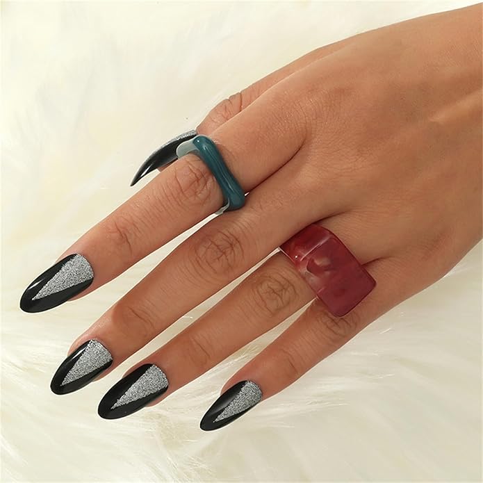 Multicolor Resin Chunky Rings for Women,Acrylic Plastic Rin Knuckle Finger Cute Trendy Aesthetic Y2k Statement Ring Vintage Simple Geometric Rings Jewelry