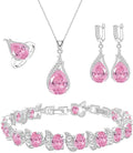 LMXXVJ Jewelry Set for Women,Teardrop Cubic Zirconia Necklace Earrings Adjustable Ring Bracelet Jewelry Set Formal Jewelry Gift