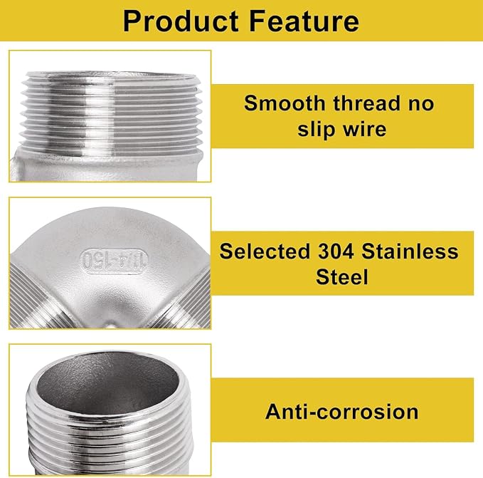 90 Degree Elbow 1PCS, 1-1/4" NPT Male X 1-1/4" NPT Male 304 Stainless Steel - Image 3