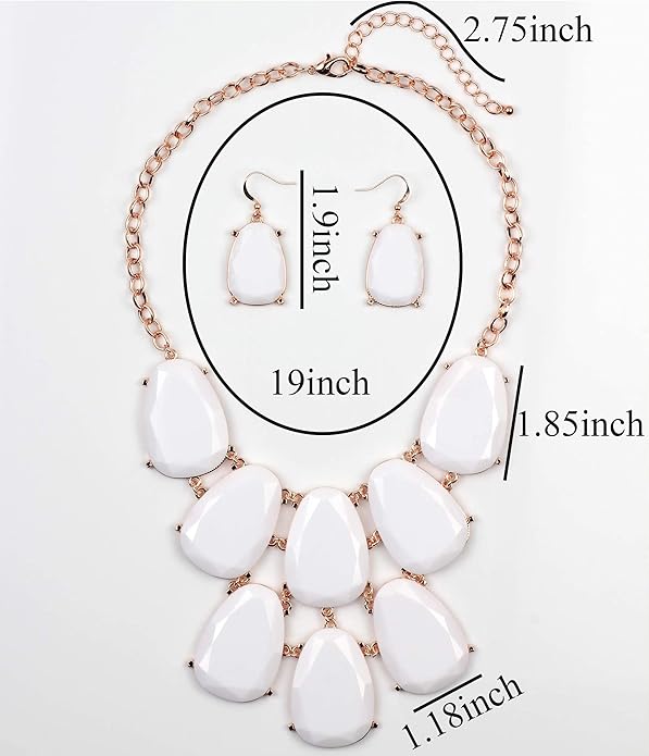 Firstmeet Chunky Bubble Statement Collar Necklace with Earrings for Women