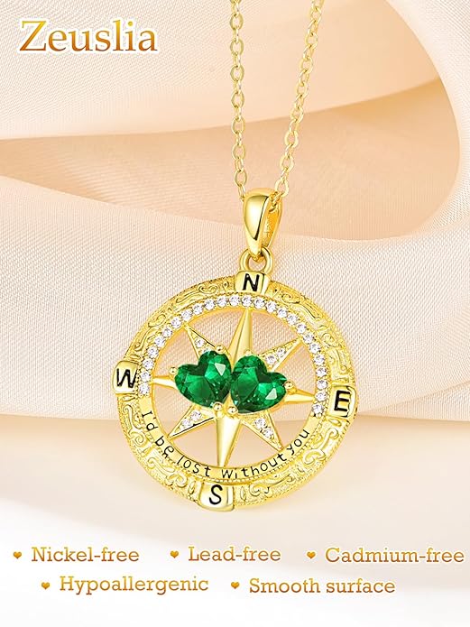 Valentine's Day Gifts for Wife 925 Sterling Silver Double Birthstone Pendant Necklaces I Love You for Always and Forever Necklace Anniversary Birthday Gifts for Wife Girlfriend Mom Her