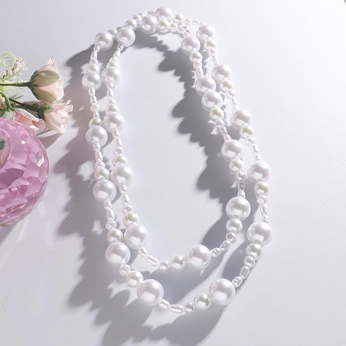 Statement Strand Imitation Pearl Necklace for Women 1980s
