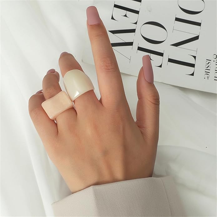 Multicolor Resin Chunky Rings for Women,Acrylic Plastic Rin Knuckle Finger Cute Trendy Aesthetic Y2k Statement Ring Vintage Simple Geometric Rings Jewelry