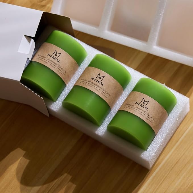 MOZEAL 3" x 6" Hand-Poured Unscented Candle, Dripless Pillar Candle Set of 3 - Image 5