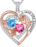 Iefil Valentines Day Gifts for Her - Sterling Silver Birthstone Necklace Anniversary Birthday Gifts for Her Wife Mom Daughter