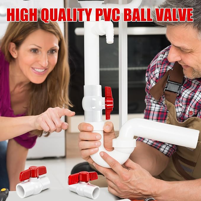 YADIAN 5 Pack 1'' PVC Ball Valves, T-handle Water Shut-Off Ball Valve Threaded - Image 4