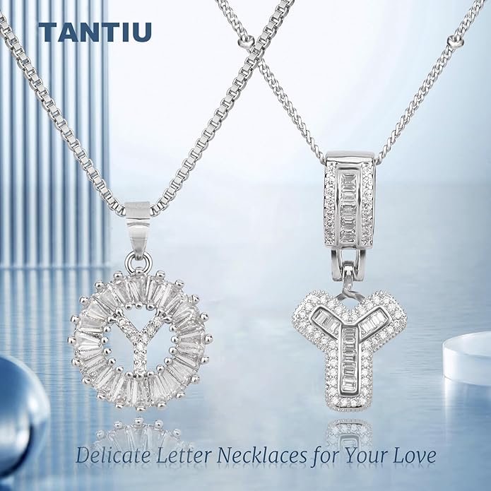 14K Gold Plated Alphabet Necklace Cubic Zirconia Letter Pendant, Personalized Name Jewelry Gift for Women, Customizable A-Z, Birthday/Mothers Day Gifts for Womens