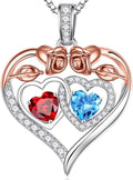 Iefil Valentines Day Gifts for Her - 925 Sterling Silver Rose Heart Necklaces for Women, Anniversary Birthday Gifts for Wife Girlfriend Mom