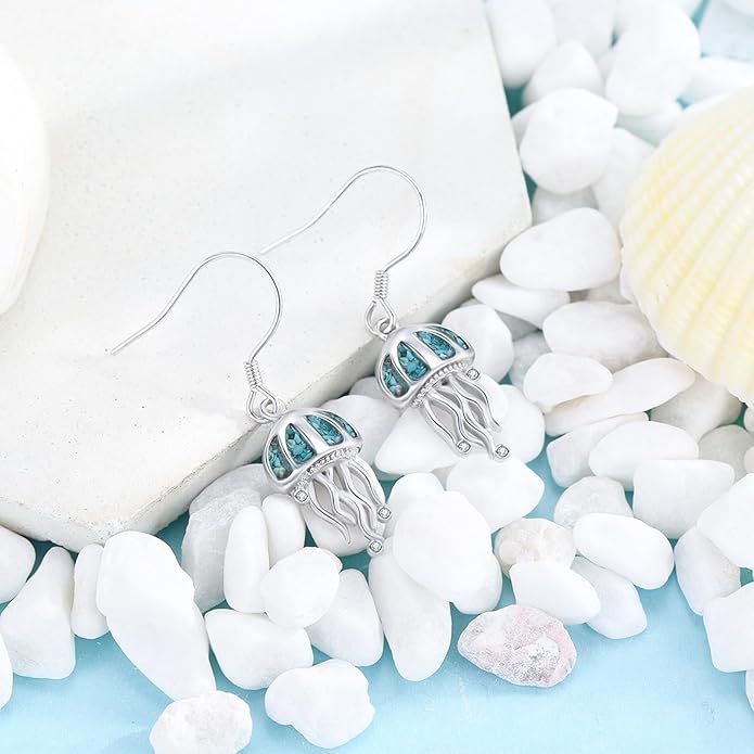 Ocean Earrings 925 Sterling Silver Turquoise Sea Animal Dangle Drop Earrings Beach Themed Jewelry Gifts for Women Girls