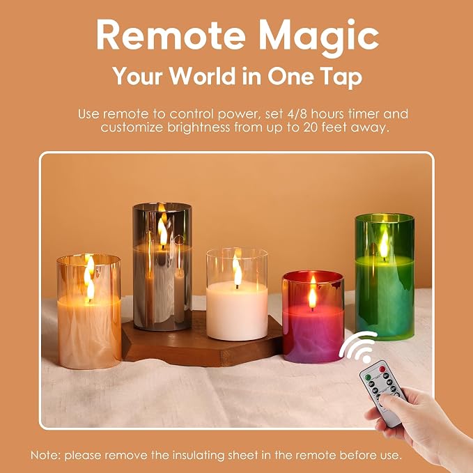 Gold Glass Flameless Pillar Candles - Image 4